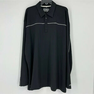 Hollas XFC Shirt Men's Sz 2XL Black Piped Pullover Collared Popover Long Sleeve